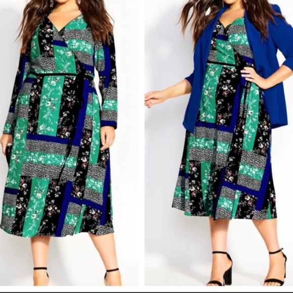 City Chic Wrap Patchwork-Print Midi Wrap
Dress Size XXL/24 - Picture 2 of 6